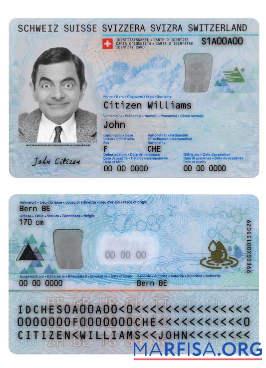 Realistic Switzerland ID Card template